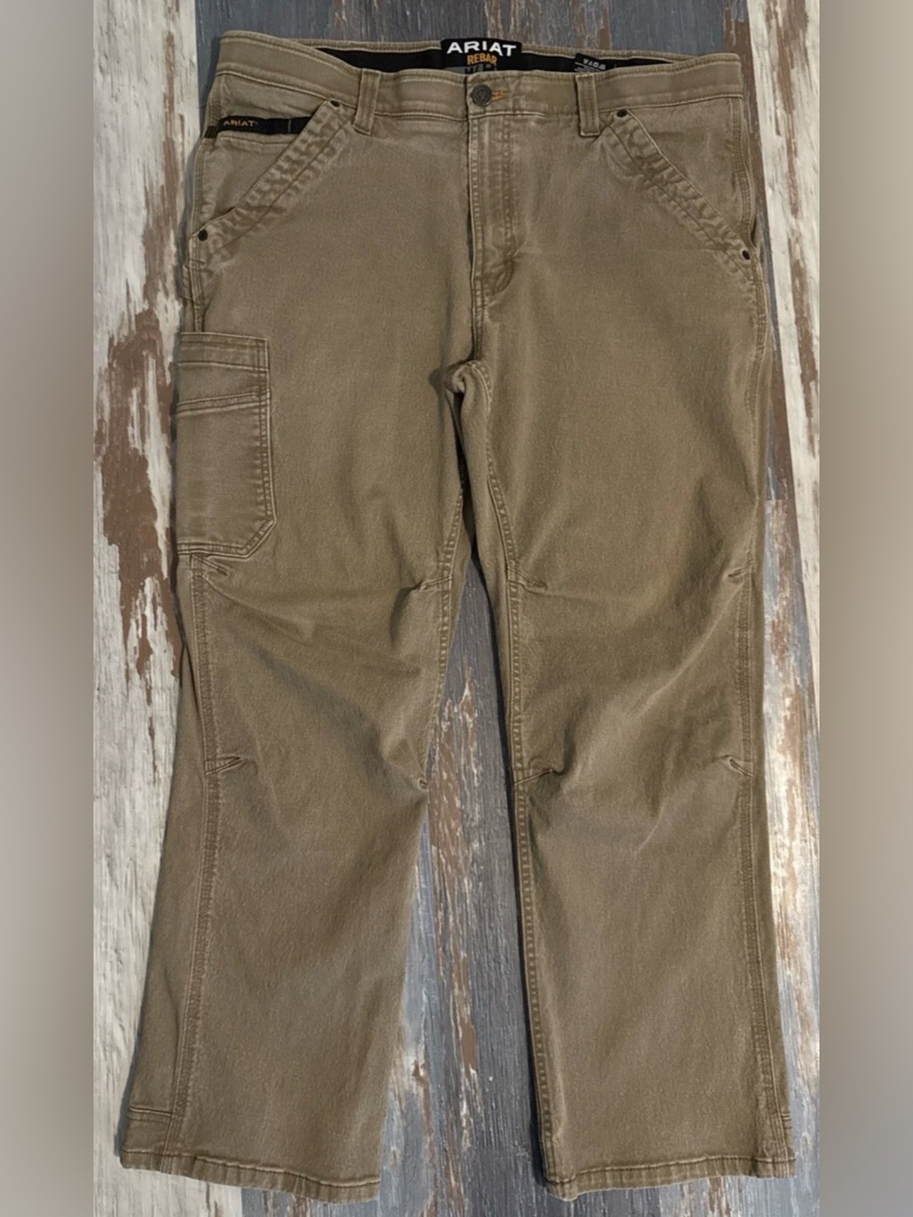 Ariat Rebar M4 Low Rise Boot Pants Mens 38x30 Beige Relaxed Jeans Work Carpenter